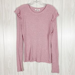 Madewell | Light Pink Ruffle-Sleeve Pullover Sweater Size Medium